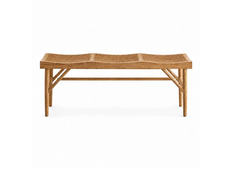 Elodie Rattan Bench – Natural Woven Indoor Dining & Occasional Bench (Pre-Order Only)