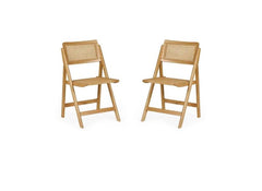 Two Elodie Foldable Rattan Chairs – Natural Woven Indoor Dining & Occasional Seating (Pre-Order Only)