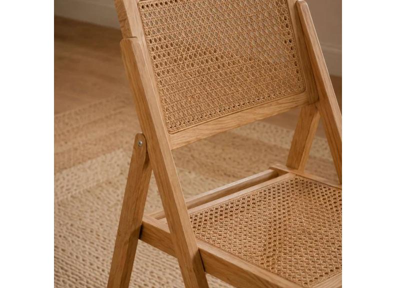 Two Elodie Foldable Rattan Chairs – Natural Woven Indoor Dining & Occasional Seating (Pre-Order Only)