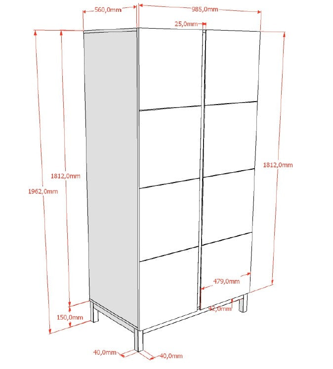 Eva 2 Door Wardrobe White (VIP)