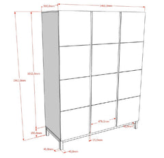 Eva 3 Door Wardrobe White (VIP)