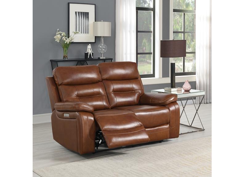 Egan Bison Saddle Leatherette Powered 2PP Sofa | Electric Recliner Sofa With Premium Comfort Seating (Pre-Order Only)