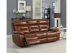 Egan Bison Saddle Leatherette Powered 3PP Sofa | Electric Recliner Sofa with Premium Comfort Seating (Pre-Order Only)