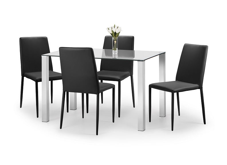Enzo Glass Table With Jazz Stacking Chairs