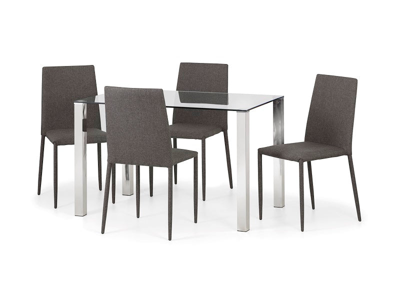 Enzo Table W/Jazz Grey Fabric Chairs