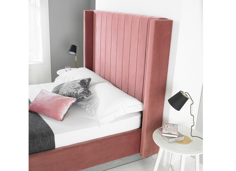 Turin Velvet Pink Bed - headboard