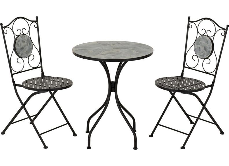 Ferne Outdoor Patio Sets – Ceramic Tile Garden Dining Sets with Leaf Design –  Bistro Patio Furniture