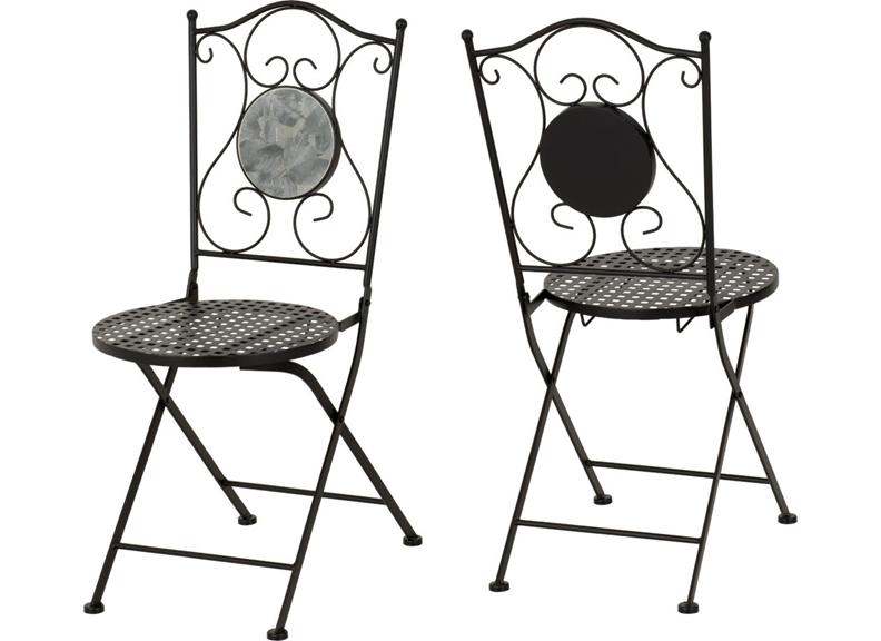 Ferne Outdoor Patio Sets – Ceramic Tile Garden Dining Sets with Leaf Design –  Bistro Patio Furniture