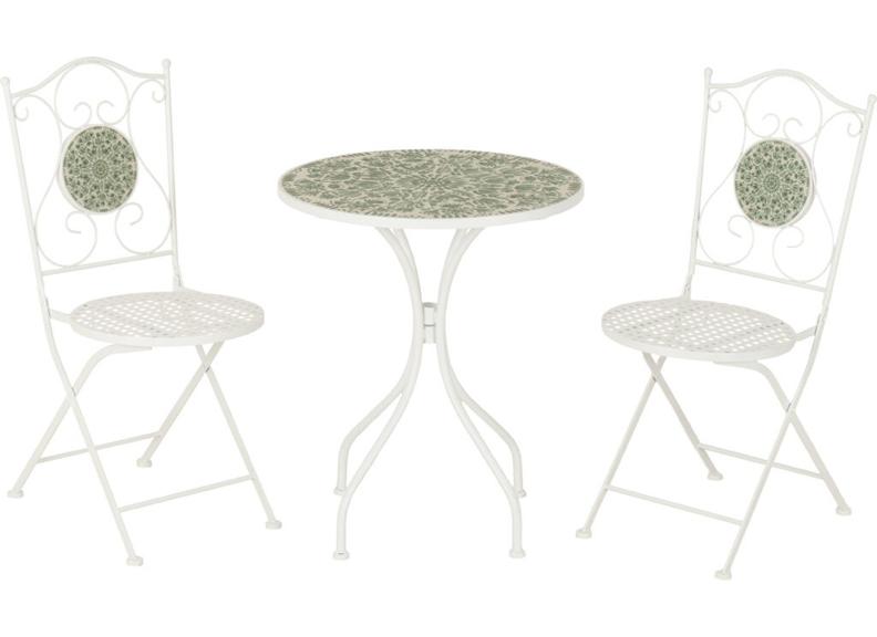 Ferne Outdoor Patio Sets – Ceramic Tile Garden Dining Sets with Leaf Design –  Bistro Patio Furniture