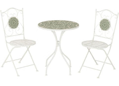 Ferne Outdoor Patio Sets – Ceramic Tile Garden Dining Sets with Leaf Design –  Bistro Patio Furniture