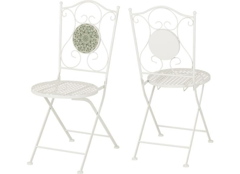 Ferne Outdoor Patio Sets – Ceramic Tile Garden Dining Sets with Leaf Design –  Bistro Patio Furniture