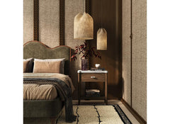 Florence Lamp Table – Dark Wood Finish | Marble top & Handles