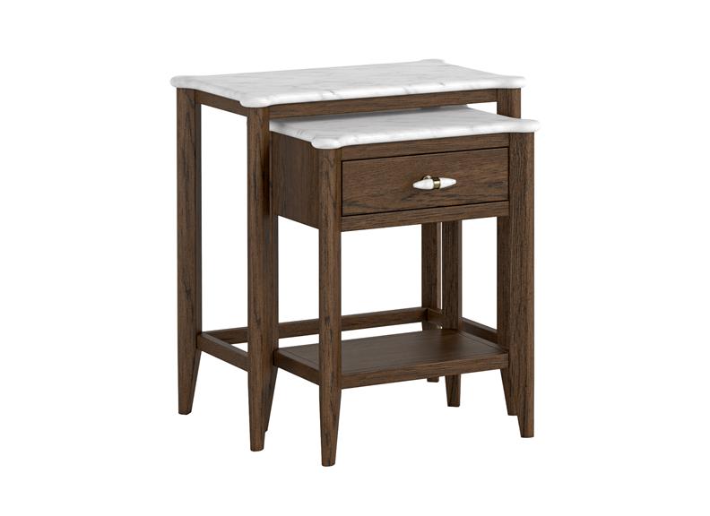 Florence Table Nest – Dark Wood Finish | Marble Top & Handles