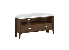 Florence Corner TV Stand – Dark Wood Finish | Marble Top