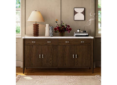 Florence Large Sideboard – Dark Wood Finish | Marble Top