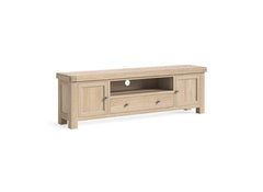Normandy TV Unit 190cm | Solid Oak With Whitewashed Finish