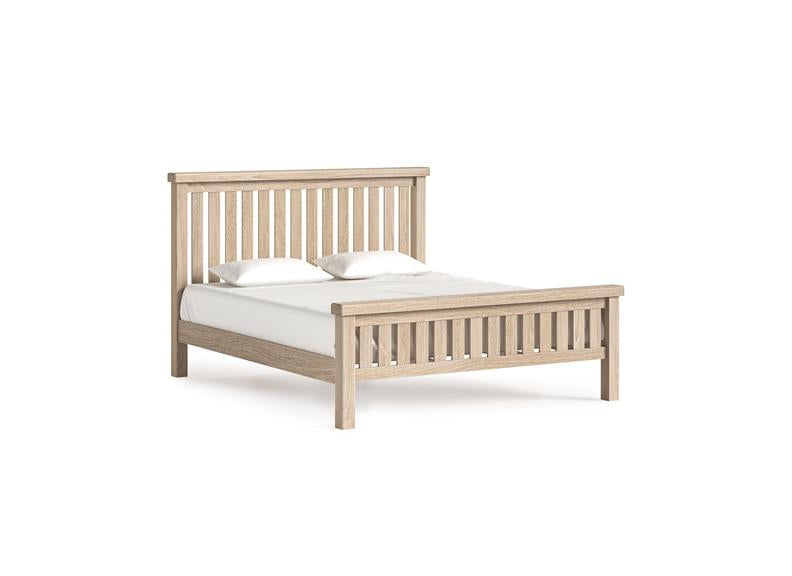 Normandy Slatted Bed Frame | Low Foot Bed With A Whitewashed Finish
