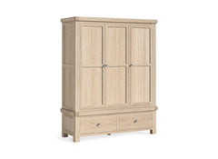 Normandy Three Door Wardrobe | Large Bedroom Wardrobe In A Whitewashed Finish