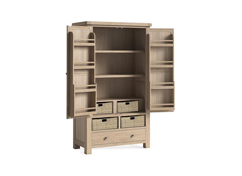 Normandy Large Larder Unit | Whitewashed Oak Finish