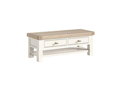 Windsor Coffee Table With Drawers - Rustic Country Style Occasional Furniture With A Coconut White Frame & Oak Top –  (GLH)