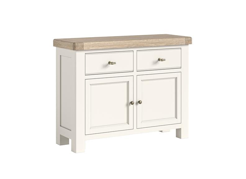 Windsor Small Sideboard - Rustic Country Style Occasional Furniture With A Coconut White Frame & Oak Top –  (GLH)