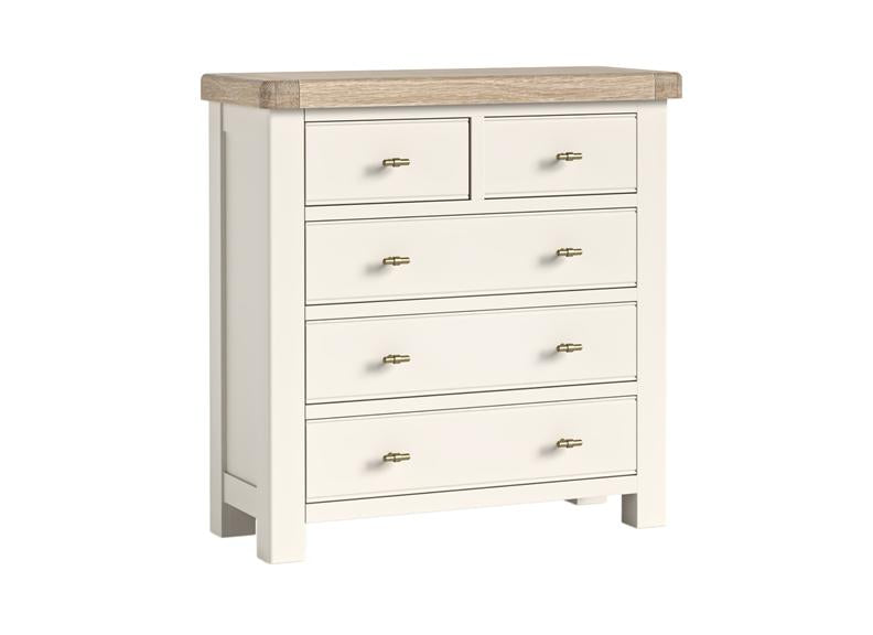 Windsor 2+3 Chest With A Coconut White Frame & Oak Top – Rustic Country Style Bedroom Furniture (GLH)