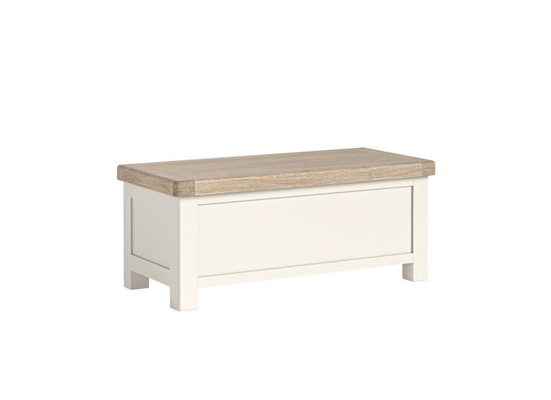 Windsor Blanket Box With A Coconut White Frame & Oak Top – Rustic Country Style Bedroom Furniture (GLH)