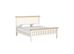 Windsor Bed With A Coconut White Frame & Oak Top – Rustic Country Style Bedroom Furniture (GLH)
