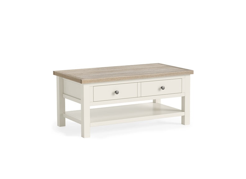 MC Coconut Coffee Table WShelf - metal handles