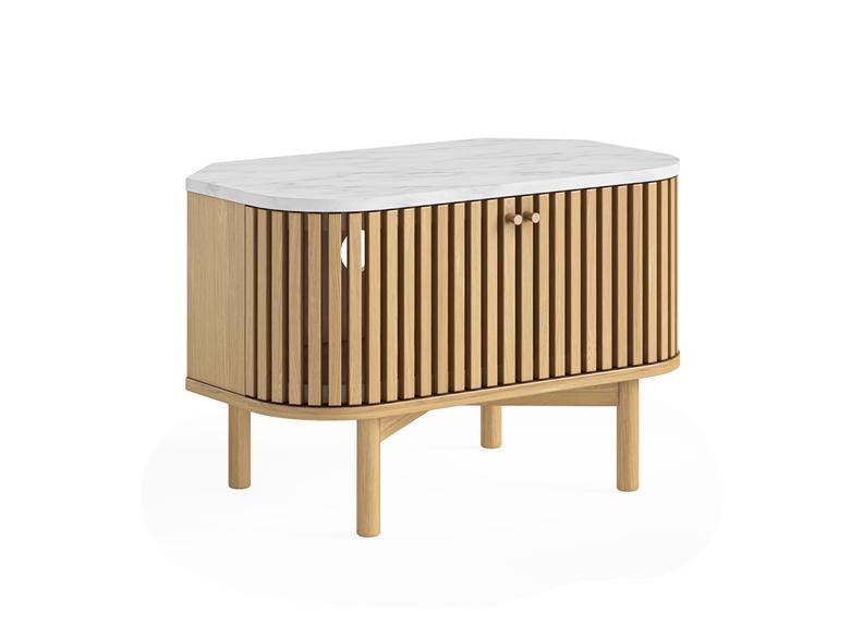 Soho Natural Wood Corner TV Stand - With Marble Top