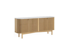 Soho Natural Wood Large Sideboard - Light Wood Body With Marble Top