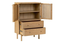Soho Natural Wood Shoe Cabinet - Light Wood Body With Marble Top