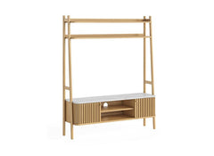 Soho Natural Wood 1.37 m Media Unit - Natural Wood Body With Marble Top