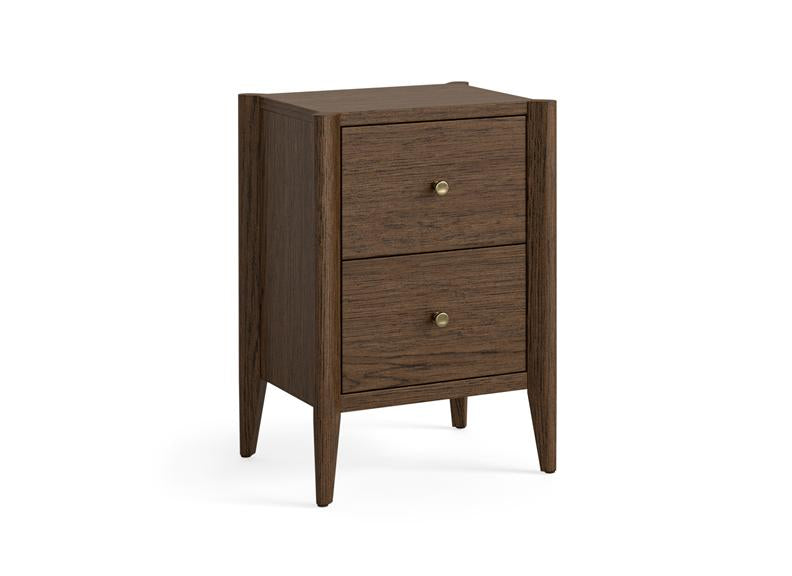 Paris Brown Two Drawer Bedside with Tapered Legs – Stylish Modern Bedroom Furniture