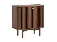 Soho Brown Cupboard - Brown Wood Slatted Body With Two Doors