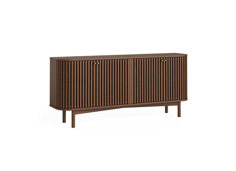 Soho Brown Large Sideboard - Brown Wood Slatted Body With Four Doors