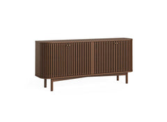 Soho Brown Large Sideboard - Brown Wood Slatted Body With Four Doors