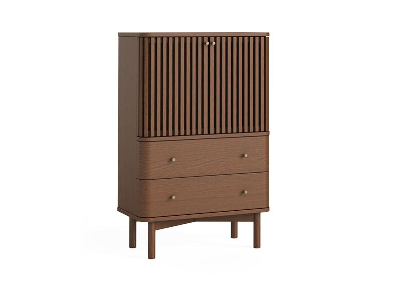 Soho Brown Shoe Cabinet - Brown Wood Slatted Body Shoe Storage