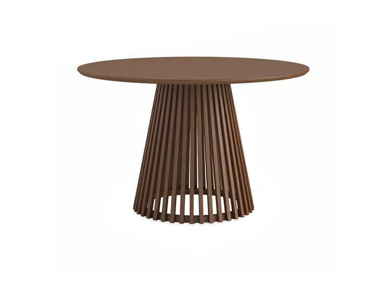 Soho Brown Dining Tables - Brown Wood Slatted Oval Or Round Dining Table