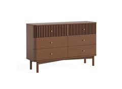 Soho Brown Six Drawer Chest - Brown Wood Wide Bedroom Chest