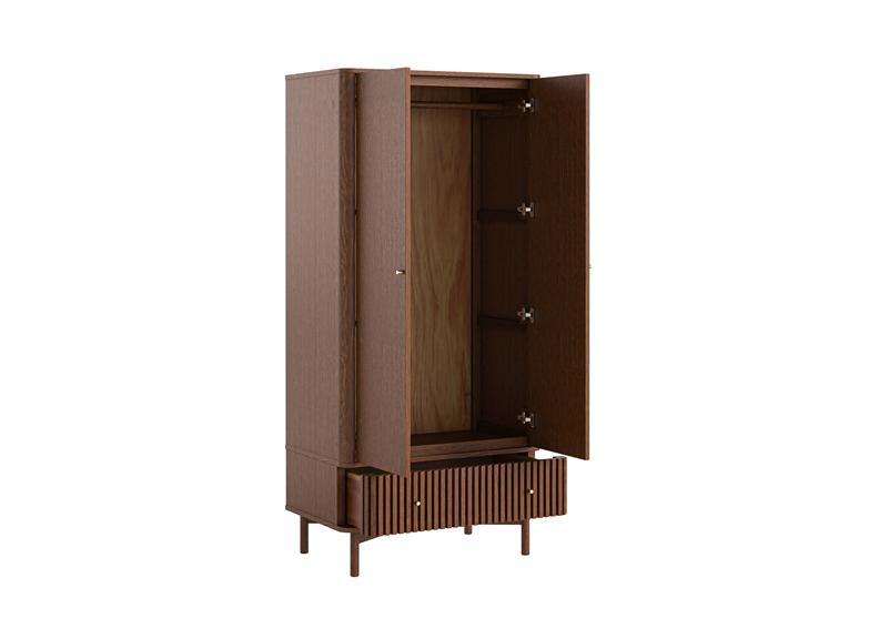 Soho Brown Gents Wardrobe - Brown Wood Bedroom Storage With Single Drawer
