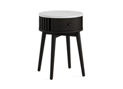 Soho Black Round End Table | With Marble Top
