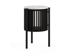 Soho Black Wood Story End Table With Marble Top