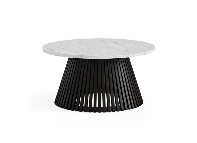 Soho Black Wood Round Coffee Table With Marble Top