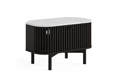 Soho Black Wood Corner TV Stand - With Marble Top