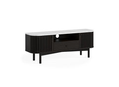 Soho Black Wood Small TV Stand - With Marble Top