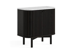 Soho Black Wood Cupboard - Dark Wood Body With Marble Top