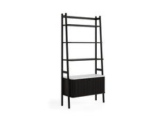 Soho Black Wood Bookcase - Dark Wood Body With Marble Top