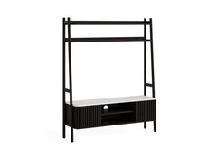 Soho Black Wood 1.37 m Media Unit - Black Wood Body With Marble Top