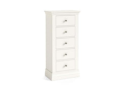 Burgundy Tallboy Chest Of Drawers – Smooth White Lacquered Bedroom Storage Unit